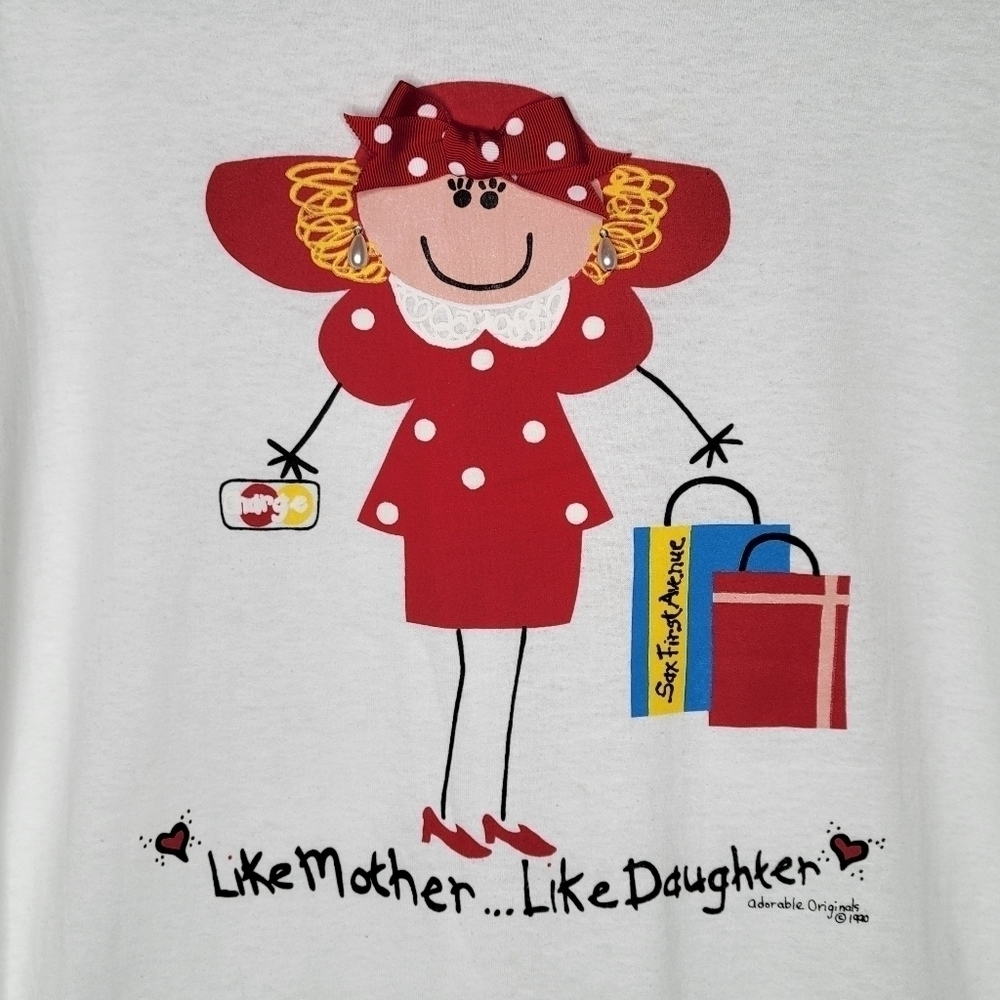 Vintage 90s Like Mother Like Daughter Shopping Cute Granny 1990 3D T-Shirt - Picture 2 of 10